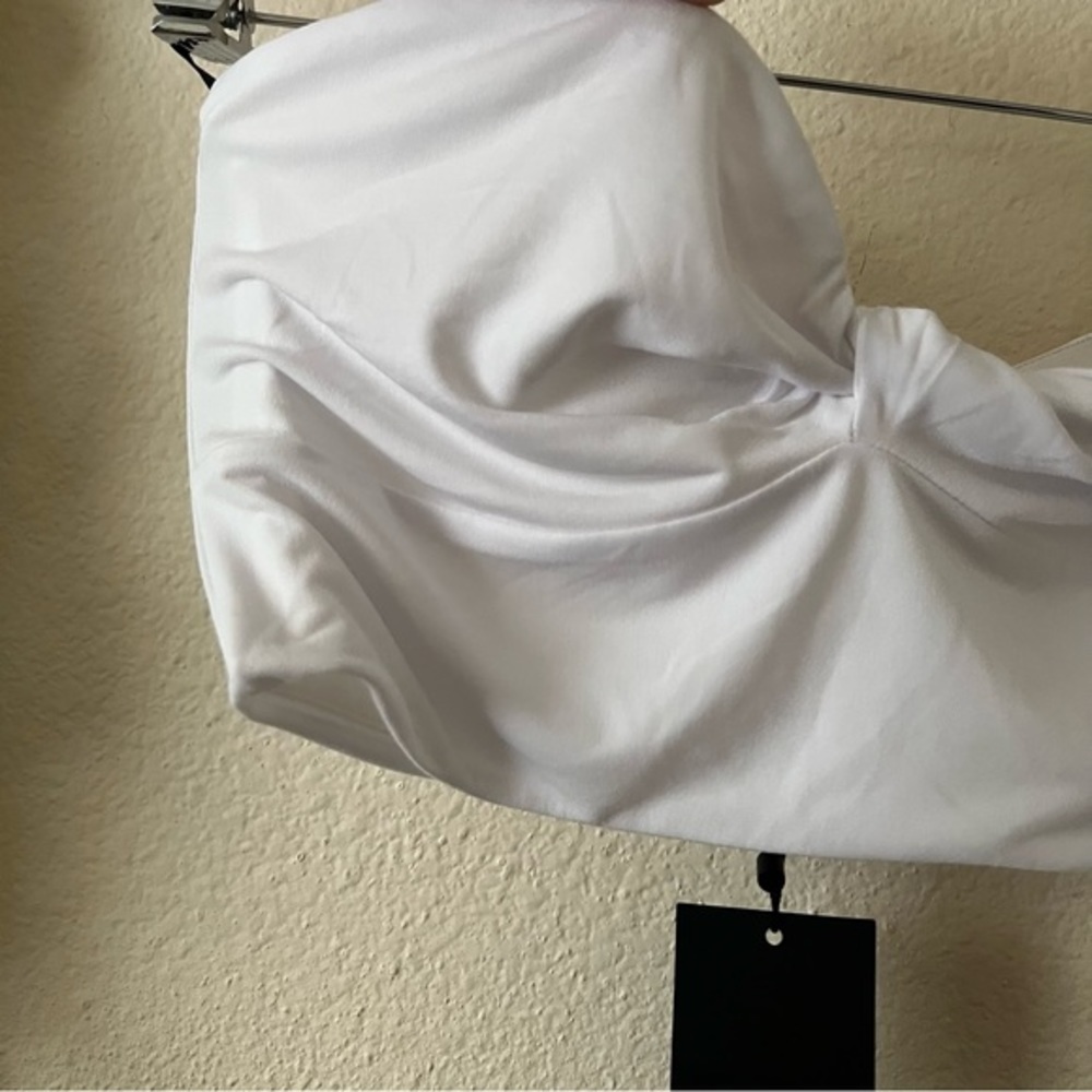 NBD White Strapless Twist Detail Halena Crop Top - Picture 5 of 12